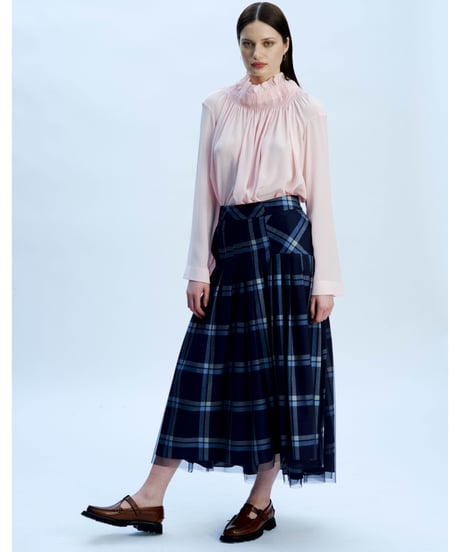 【残り僅か】TEIJA/スカート/ﾈｲﾋﾞｰﾁｪｯｸ&ﾁｭｰﾙ