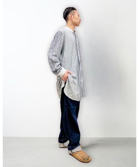 Men'sコットンストライプシャツ/HannohWessel/Mサイズ