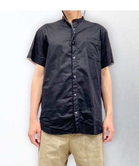 Men'sコットンシャツ(ブラック)/HannohWessel/Mサイズ