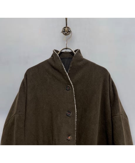【残り僅か】Hannoh wessel/ウール&カシミヤロングコート/Dark brown