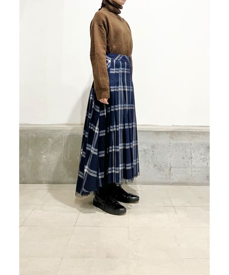 【残り僅か】TEIJA/スカート/ﾈｲﾋﾞｰﾁｪｯｸ&ﾁｭｰﾙ