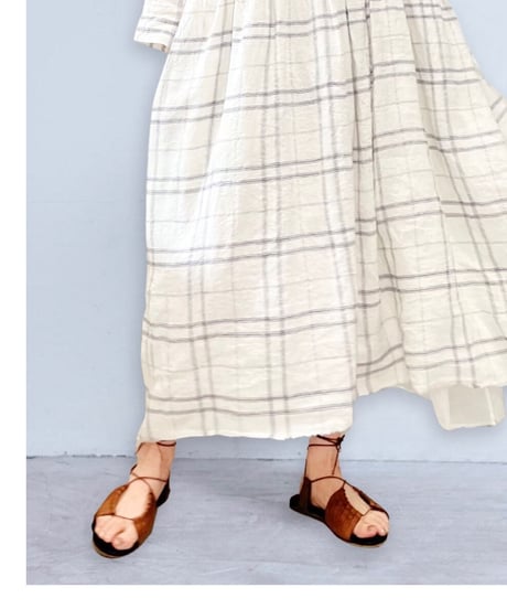 BIANCA/レースアップレザーサンダル/Brown