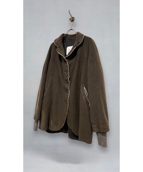 【残り僅か】Hannoh wessel/ウール&カシミヤミディアムコート/Dark brown