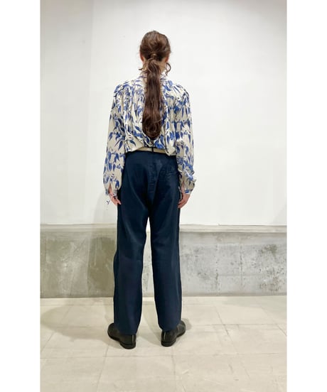 Hannoh wessel/コットン＆リネンパンツ/ネイビー