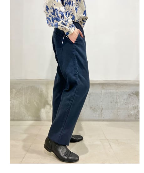 Hannoh wessel/コットン＆リネンパンツ/ネイビー
