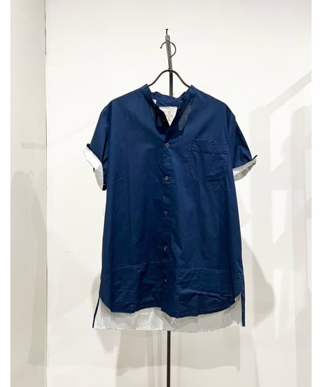 Men'sコットンシャツ(ネイビー)/HannohWessel/Mサイズ