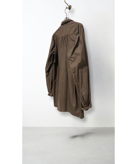 【残り僅か】Men'sオープンカラーコットンシャツ/HannohWessel/ダークブラウン