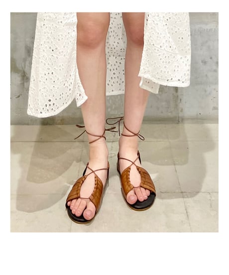 BIANCA/レースアップレザーサンダル/Brown