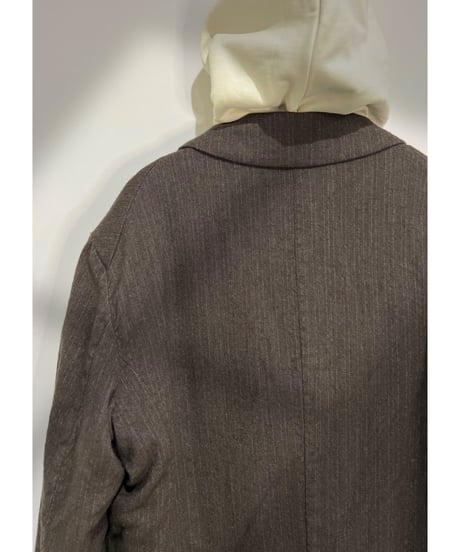 Men'sウールリネンジャケット/HannohWessel/Brown stripes
