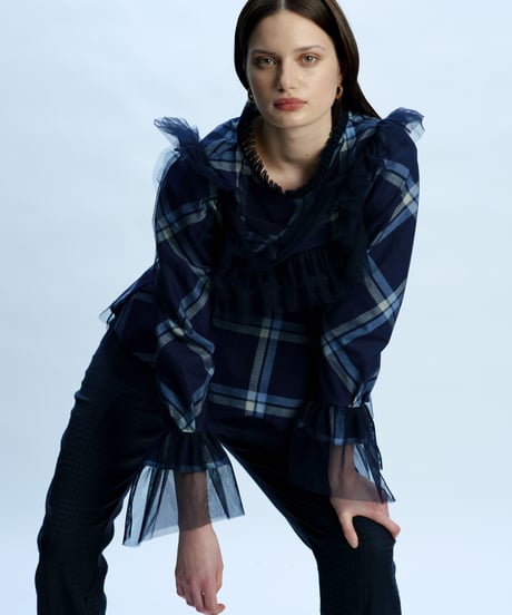 【残り僅か】TEIJA/トップス/ﾈｲﾋﾞｰﾁｪｯｸ&ﾁｭｰﾙ