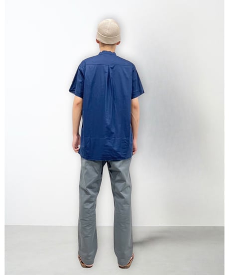 Men'sコットンシャツ(ネイビー)/HannohWessel/Mサイズ
