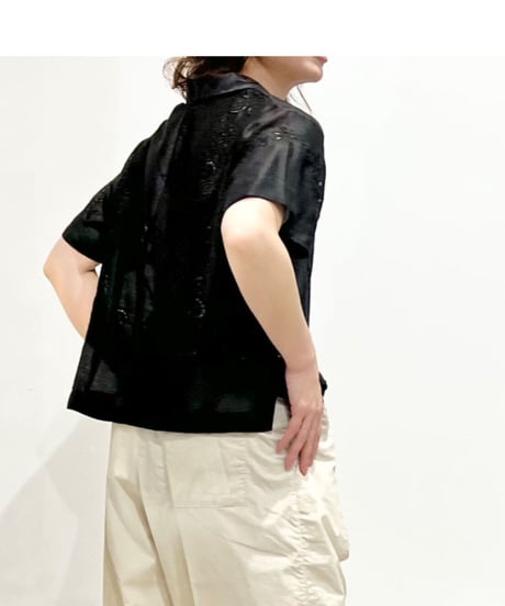 NY Mane/刺繡入りリバーキャンプシャツ/Black