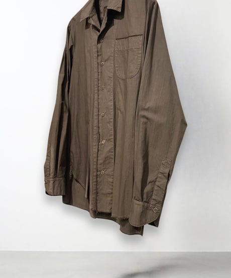 【残り僅か】Men'sオープンカラーコットンシャツ/HannohWessel/ダークブラウン