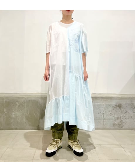 D-due/バイカラーワンピース/ブルー&ホワイト