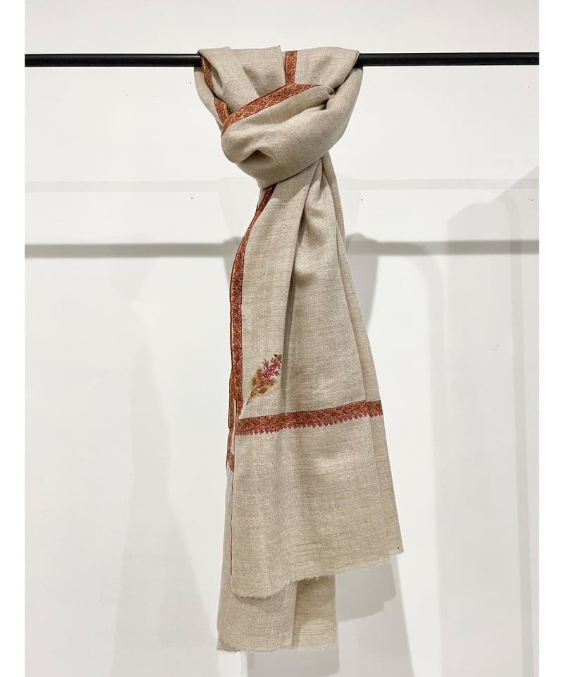 True Cashmere/Pureパシュミナ 100%/手織り Beige&orange | 