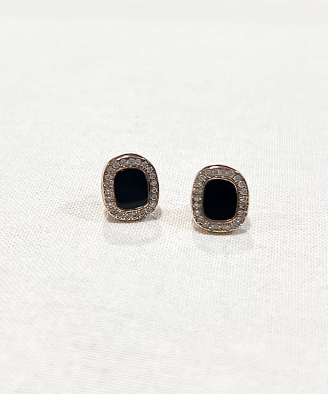 【残り僅か】nina des criquets/Black onyx and zirconia earrings/4sp-04