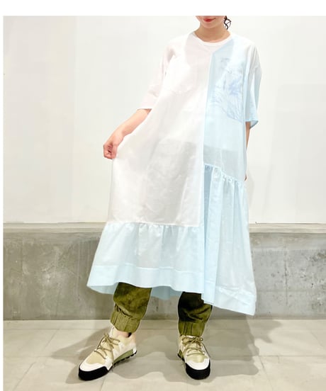 D-due/バイカラーワンピース/ブルー&ホワイト