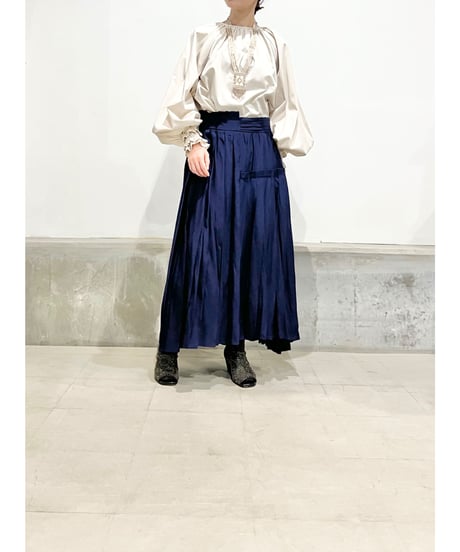 【残り僅か】 TEIJA/スカート/ｽﾑｰｽｸﾚｰﾌﾟSILK100％・ﾈｲﾋﾞｰ