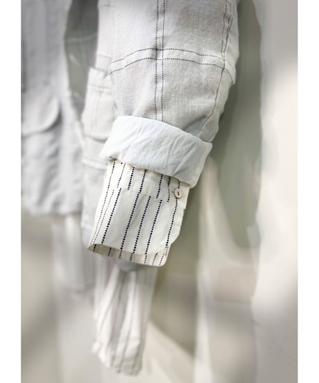 Men'sピンストライプシャツ/HannohWessel/ネイビー