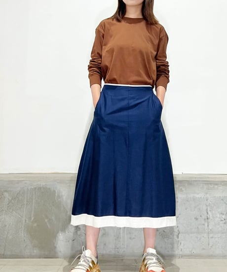 Lady'sコットンスカート（ネイビー)/HannohWessel 36