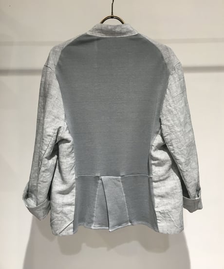 Lady'sリネン＆カットソージャケット(グレー)/HannohWessel/40