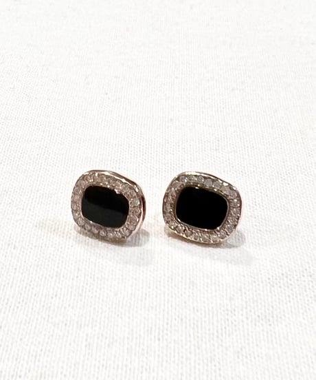 【残り僅か】nina des criquets/Black onyx and zirconia earrings/4sp-04