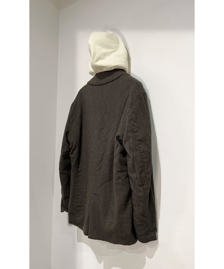 Men'sウールリネンジャケット/HannohWessel/Brown stripes