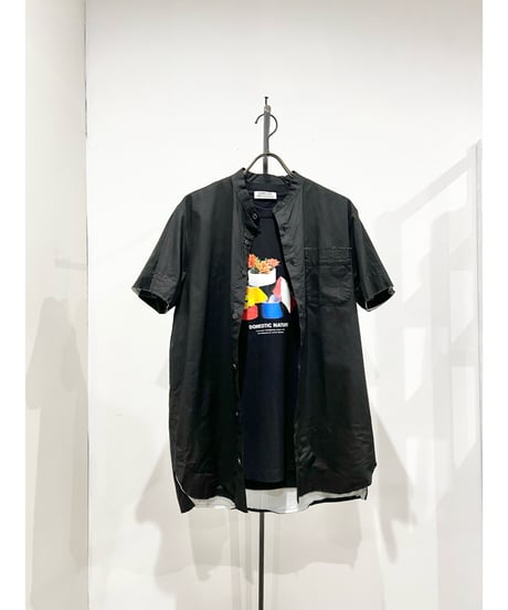 Men'sコットンシャツ(ブラック)/HannohWessel/Mサイズ