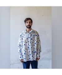 Men'sフラワープリントシャツ/HannohWessel/ネイビー
