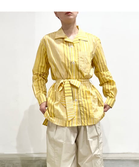 NY Mane/コットンロングシャツ/Yellow stripes