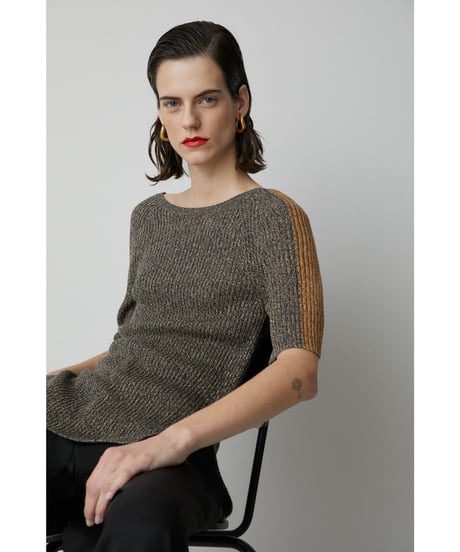 CLOSED/リネンニットTOPS/Black&Brown
