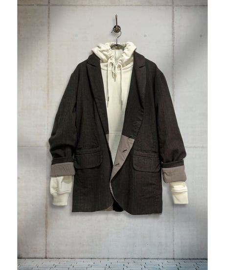 Men'sウールリネンジャケット/HannohWessel/Brown stripes
