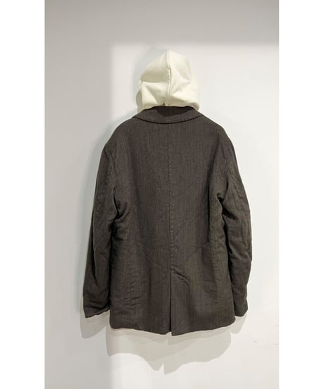 Men'sウールリネンジャケット/HannohWessel/Brown stripes