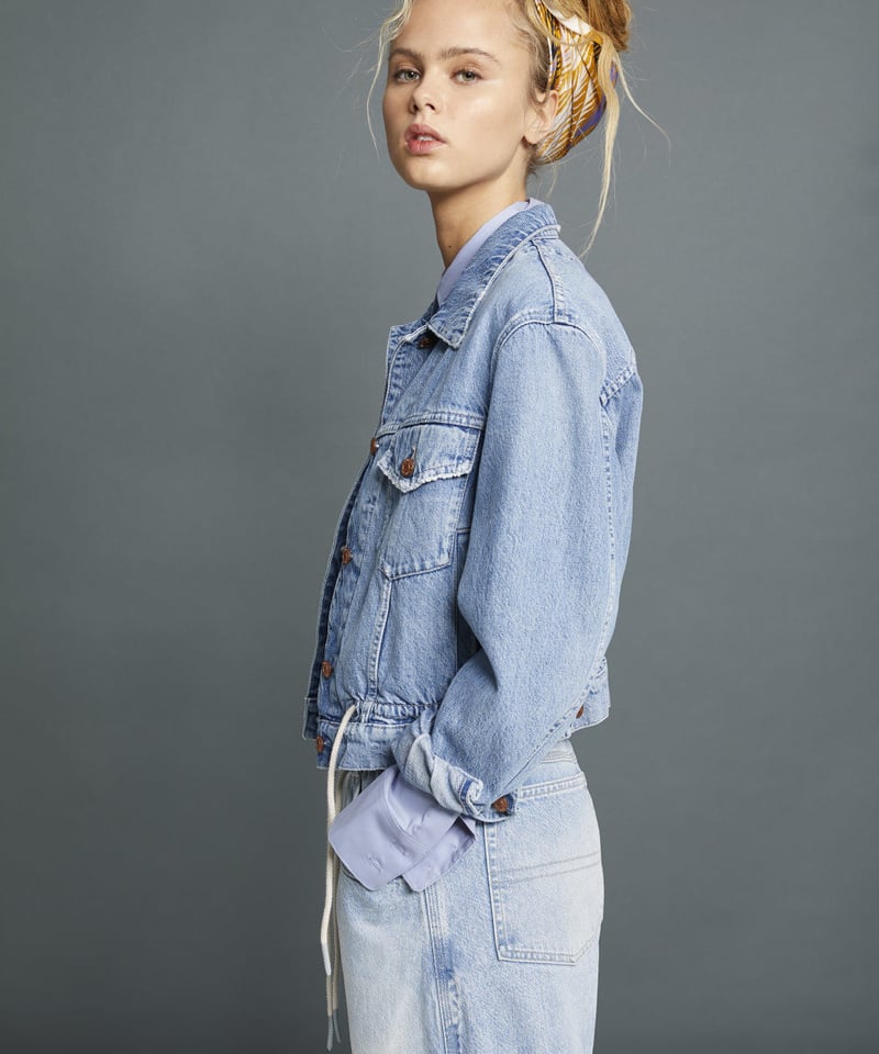 トレンドのクロップド丈 タグ付き未使用 ラメデニムジャケット 日本製 mame kurogouchi(マメクロゴウチ) Floral Embossed Short Denim