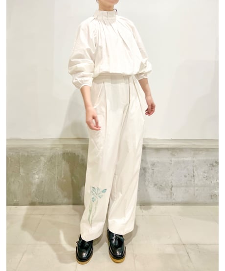Maria overlap pants/Iris Paint/Ecru