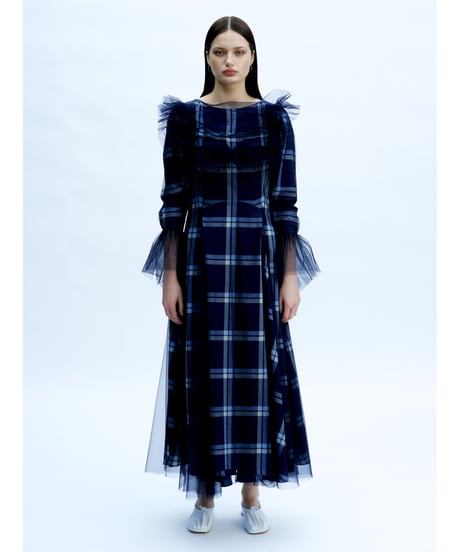 【残り僅か】TEIJA/スカート/ﾈｲﾋﾞｰﾁｪｯｸ&ﾁｭｰﾙ