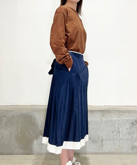 Lady'sコットンスカート（ネイビー)/HannohWessel 36
