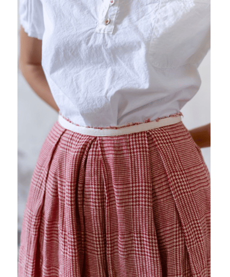 Lady'sリネンスカート(レッドチェック)/HannohWessel/36