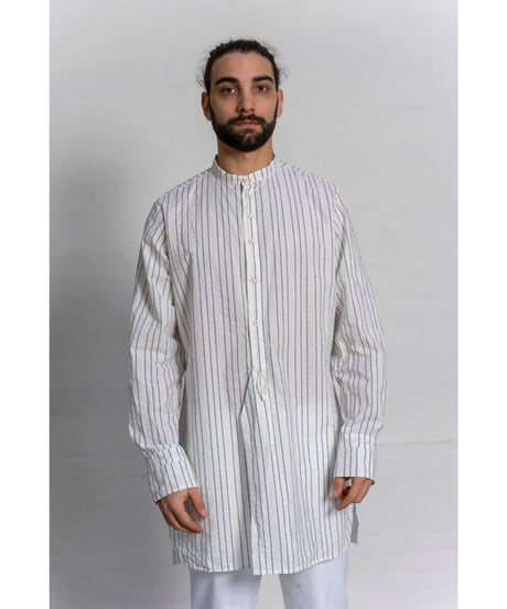 Men'sピンストライプシャツ/HannohWessel/ネイビー