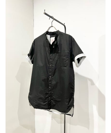 Men'sコットンシャツ(ブラック)/HannohWessel/Mサイズ