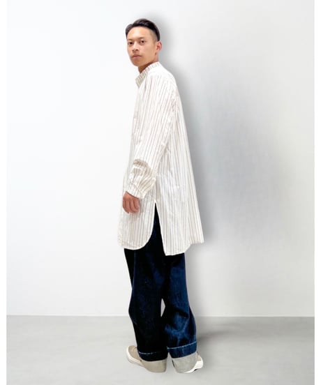 Men'sピンストライプシャツ/HannohWessel/ネイビー
