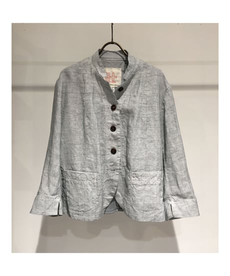 Lady'sリネン＆カットソージャケット(グレー)/HannohWessel/40