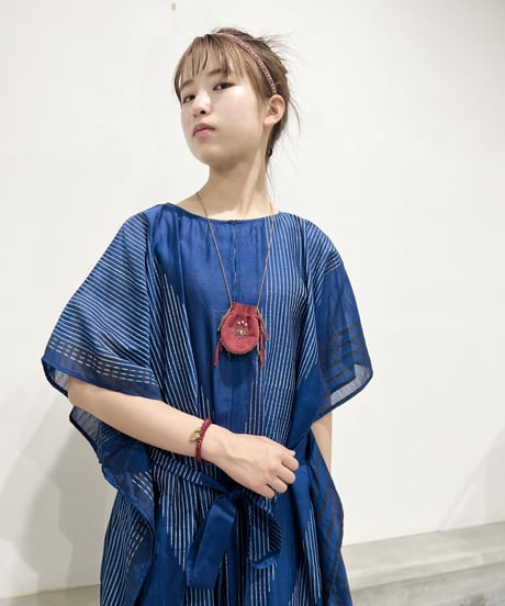 Chakra drawstring bag bネックレス（ボルドー紐）