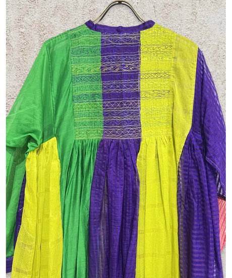 injiri/コットン&シルク・マルチパネルドレス/マルチカラー