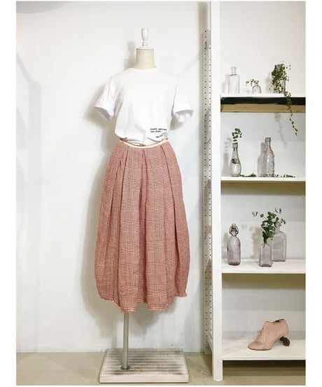 Lady'sリネンスカート(レッドチェック)/HannohWessel/36