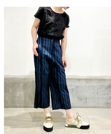 Hannoh wessel/ コットンメタルパンツ/ネイビー&ネイビー