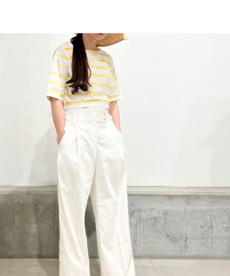 Maretha  Boat Neck top/Yellow stripes