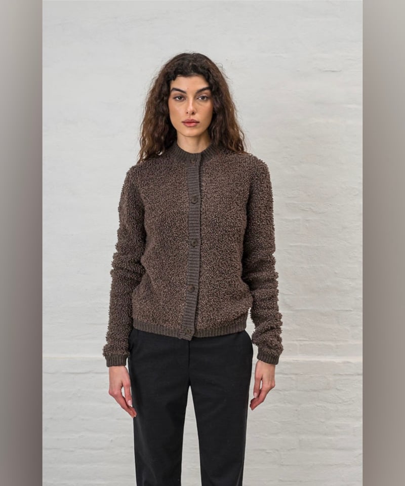 45R カシミヤ×ウール混　カーディガン　ブラウン MJ.Watson/カシミヤ混テディニット・カーディガン/モカブラウン | ETTA