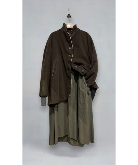 【残り僅か】Hannoh wessel/ウール&カシミヤミディアムコート/Dark brown
