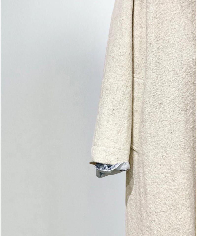 残り僅か】VONSONO/ｵｰｶﾞﾆｯｸｳｰﾙ100%・UNISEXステンカラーコート/Na